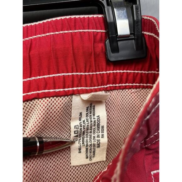 Express Swim Trunks Mens Small Red Pockets Embroidered Lined Retro - Picture 5 of 10